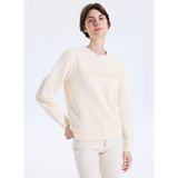 Discovery Expedition D5WL-SWT3588 Ekru Kadın Dik Relaxed Nakışlı Sweatshirt