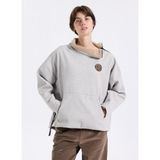 Discovery Expedition D5Wl-Swt3589 Dik Yaka Relaxed Düz Kadın Sweatshırt, Bej, Xl