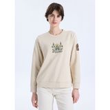 Discovery Expedition D5WL-SWT3612 Bej Relaxed Nakışlı Kadın Sweatshirt