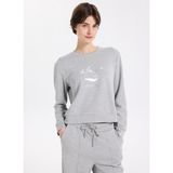 Discovery Expedition D5WL-SWT3615 Gri Melanj Bisiklet Yaka Relaxed Baskılı Kadın Sweatshırt