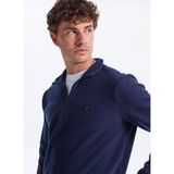 Discovery Expedition D5Wm-Swt3300 Fermuarlı Yaka Basic Düz Erkek Polar Sweatshırt, Lacivert, 3Xl