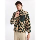 Discovery Expedition D5WM-SWT3807 Haki Dik Yaka Relaxed Desenli Erkek Sweatmont