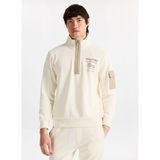 Discovery Expedition D5WM-SWT3830 Krem Dik Yaka Relaxed Baskılı Erkek Sweatshırt - 2XL