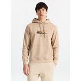 Discovery Expedition D5WM-SWT3851 Bej Erkek Kapüşonlu Relaxed Baskılı Sweatshirt