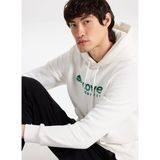 Discovery Expedition D5WM-SWT3854 Beyaz Erkek Kapüşonlu Relaxed Baskılı Sweatshirt
