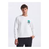 Discovery Expedition D5WM-SWT3858 Beyaz Bisiklet Yaka Relaxed Baskılı Erkek Sweatshırt