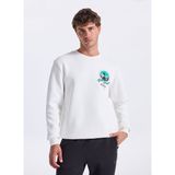 Discovery Expedition D5WM-SWT3858 Beyaz Erkek Relaxed Baskılı Sweatshirt