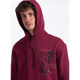 Discovery Expedition D5WM-SWT3881 Bordo Erkek Kapüşon Relaxed Baskılı Sweatshirt