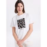 Discovery Expedition D6SL-TST3546 Beyaz Bisiklet Yaka Relaxed Fit Kadın T-Shirt