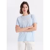 Discovery Expedition D6SL-TST3583 Mavi Bisiklet Yaka Relaxed Fit Kadın T-Shirt