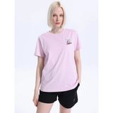 Discovery Expedition D6SL-TST3685 Pembe Bisiklet Relaxed Düz Kadın T-Shirt