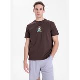 Discovery Expedition D6SM-TST3686 Kahve Bisiklet Relaxed Düz Erkek T-Shirt