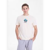 Discovery Expedition D6SM-TST3688 Krem Bisiklet Relaxed Düz Erkek T-Shirt