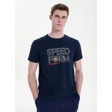 Discovery Expedition D6SM-TST3706 Lacivert Bisiklet Relaxed Baskılı Erkek T-Shirt