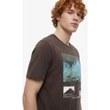 Discovery Expedition D6SM-TST3780 Kahve Bisiklet Yaka Relaxed Baskılı Erkek T-Shirt - XL