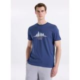 Discovery Expedition D6SM-TST3786 Indigo Bisiklet Yaka Relaxed Baskılı Erkek T-Shirt - İndigo - 2XL