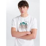 Discovery Expedition D6SU-TST3102 Beyaz Bisiklet Yaka Baskılı Erkek T-Shirt - XS