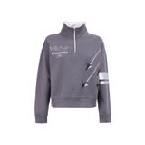 Discovery Expedition Dik Yaka Crop Top Baskılı Sweatshirt, XL, 5003162322, Füme, kadın