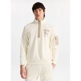 Discovery Expedition Ekru Erkek Dik Relaxed Baskılı Sweatshirt D5WM-SWT3830
