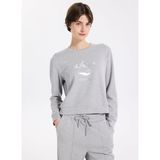 Discovery Expedition Gri Kadın Relaxed Baskılı Sweatshirt D5WL-SWT3615