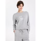 Discovery Expedition Gri Melanj Bisiklet Yaka Relaxed Baskılı Sweatshirt, L, 5003282887, Gri Melanj, kadın