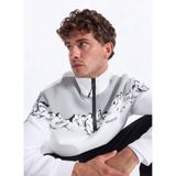 Discovery Expedition Kırık Beyaz Bato Yaka Loose Fit Baskılı Sweatshirt, 2XL, 5003039779, Kırık Beyaz, erkek