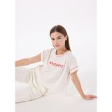 Discovery Expedition Kırık Beyaz Bisiklet Yaka Relaxed Baskılı T-Shirt, L, 5003227090, Kırık Beyaz, Kadın