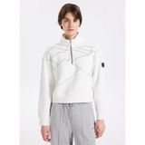 Discovery Expedition Kırık Beyaz Dik Yaka Relaxed Baskılı Sweatshirt, S, 5003276422, Kırık Beyaz, kadın