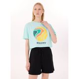 Discovery Expedition Mavi Kadın Crop Baskılı T-Shirt D5SL-TST3642