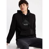 Discovery Expedition Siyah Erkek Kapüşon Relaxed Baskılı Sweatshirt D5WM-SWT3869