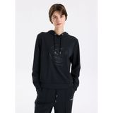 Discovery Expedition Siyah Kadın Kapüşonlu Relaxed Baskılı Sweatshirt D5WL-SWT3614