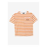 Discovery Expedition Turuncu Erkek Çocuk Bisiklet Yaka Oversize Çizgili T-Shirt D4SB-TST3037