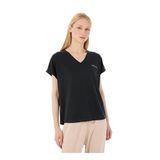 Discovery Expedition V Yaka Relaxed Düz T-Shirt, S, 5003231169, Siyah, Kadın