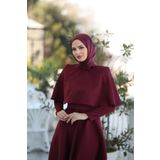 DİSE Kadın Bordo Pelerin Detaylı Belle Tesettür Abiye,elbise,mezuniyet,balo,gece Elbisesi