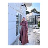 DİSE Kadın Saten Gül Kurusu Rüya Tesettür Abiye,elbise,mezuniyet,balo,gece Elbisesi