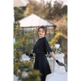 DİSE KADIN SİYAH PELERİNLİ MEZUNİYET/NİŞAN ELBİSESİ