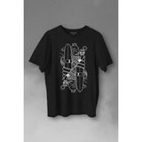 Disenos Papaz Iskambil Kağıdı Çizim Baskılı Tişört Unisex T-Shirt - Siyah