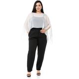 Disentis Modest Büyük Beden Asimetrik Kesim Şifon Beyaz Pelerin Bolero - Standart
