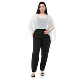 DISENTIS MODEST Büyük Beden Asimetrik Kesim Şifon Beyaz Pelerin Bolero