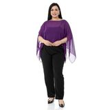Disentis Modest Büyük Beden Asimetrik Kesim Şifon Mor Pelerin Bolero - Standart
