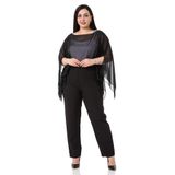 DISENTIS MODEST Büyük Beden Asimetrik Kesim Şifon Siyah Pelerin Bolero