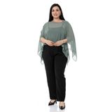 Disentis Modest Büyük Beden Asimetrik Kesim Şifon Su Yeşili Pelerin Bolero - Standart