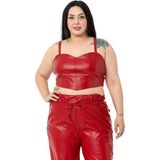 Disentis Modest Büyük Beden Ayarlanabilir Ince Askılı Crop Deri Kırmızı Büstiyer,50