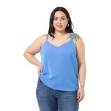 DISENTIS MODEST Büyük Beden Ayarlanabilir İnce Askılı V Yaka İndigo Bluz, 50, 86974420013, İndigo, Kadın
