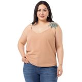 DISENTIS MODEST Büyük Beden Ayarlanabilir İnce Askılı V Yaka İndigo Bluz, 86974420013