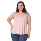 DISENTIS MODEST Büyük Beden Ayarlanabilir İp Askılı Süs Düğmeli Viskon Bluz, 46, 86950160011, Pembe, Kadın
