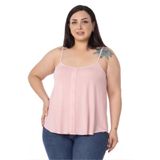 DISENTIS MODEST Büyük Beden Ayarlanabilir İp Askılı Süs Düğmeli Viskon Bluz, 58, 86950160011, Pembe, Kadın