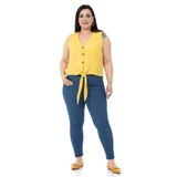 DISENTIS MODEST Büyük Beden Bağlama Detaylı Kolsuz Bluz, 52, 86974230004, Sarı, Kadın