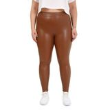 Disentis Modest Büyük Beden Beli Lastikli Bilek Hizasında Kahverengi Deri Tayt - 44