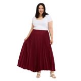DISENTIS MODEST Büyük Beden Beli Lastikli Pileli Uzun Etek, 50, 86964310011, Bordo, Kadın